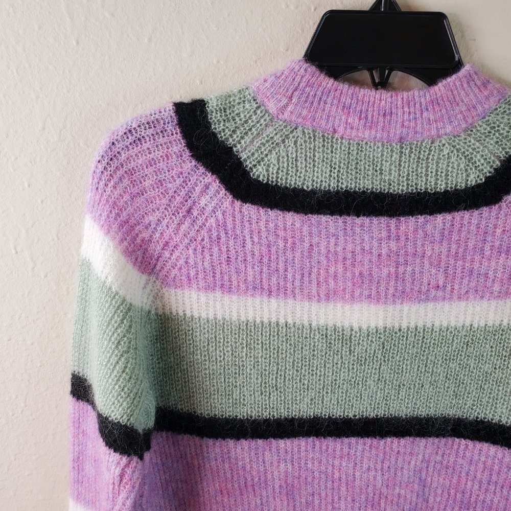 Veda X UO Urban Outfitters Anthro Womens Purple Sage Stripe Mockneck Sweater - Picture 9 of 14